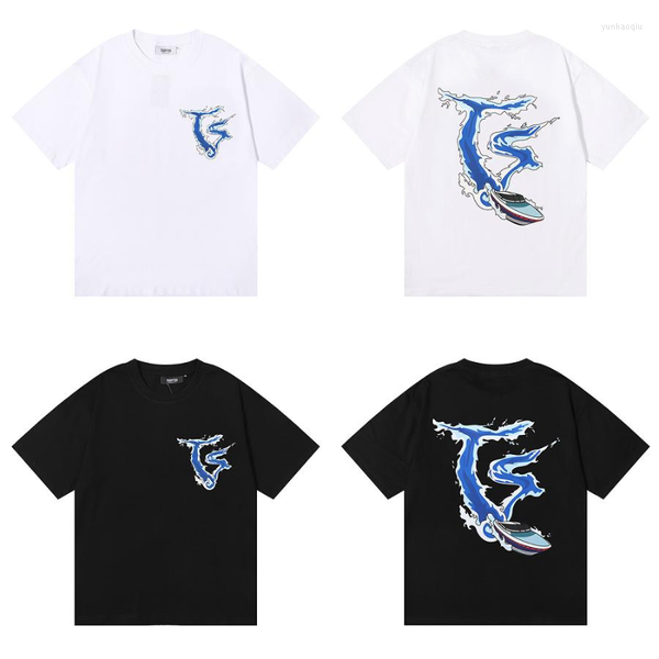 

men's t shirts 23ss fashion 1:1 trapstar shirt men women eu size cotton tees street summer techwear, White;black