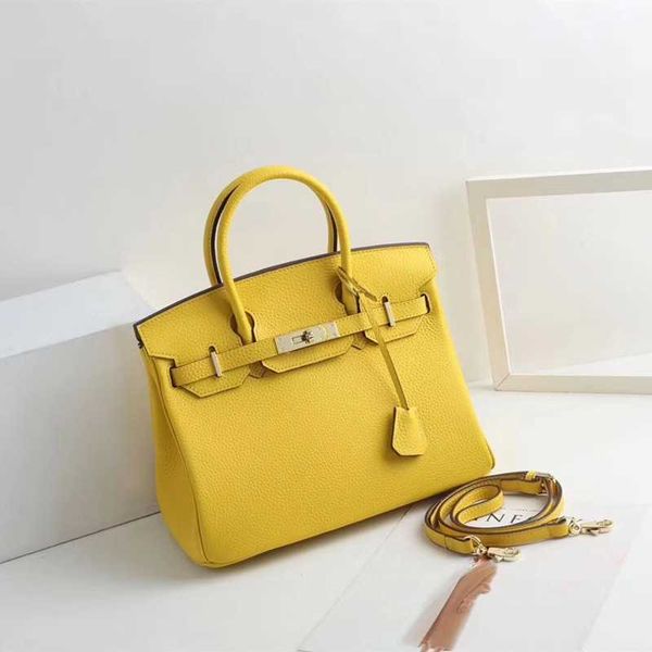 

birkins designer bag with lychee pattern women's fashion layer cow leather portable shoulder messenger cz