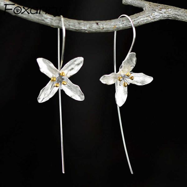 

charm anry prevent allergy silver color earrings for women creative cute flowers tassel accessories new trendy party jewelry l230315, Golden