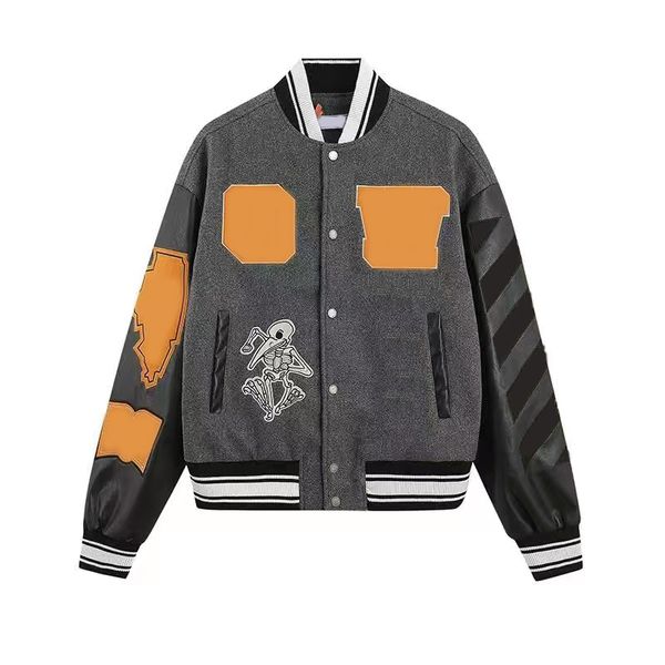 

2023 spring and autumn super loose baseball jacket leather jacket women's jacket men's university team bomber couple fashion stree, Black;brown