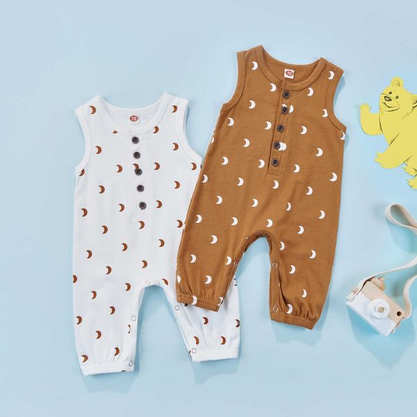 

rompers citgeett summer infant baby girls boys rompers sleeveless moon print jumpsuit casual clothes l230314, Blue