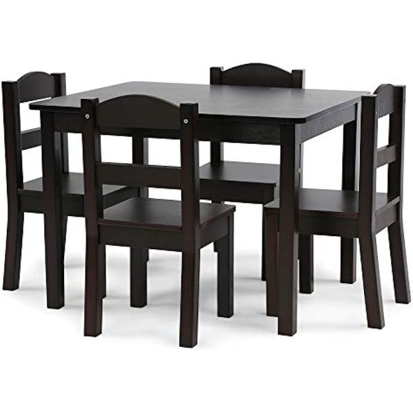 

humble crew espresso kids wood table and 4 chairs set 5-piece camp chair bcf