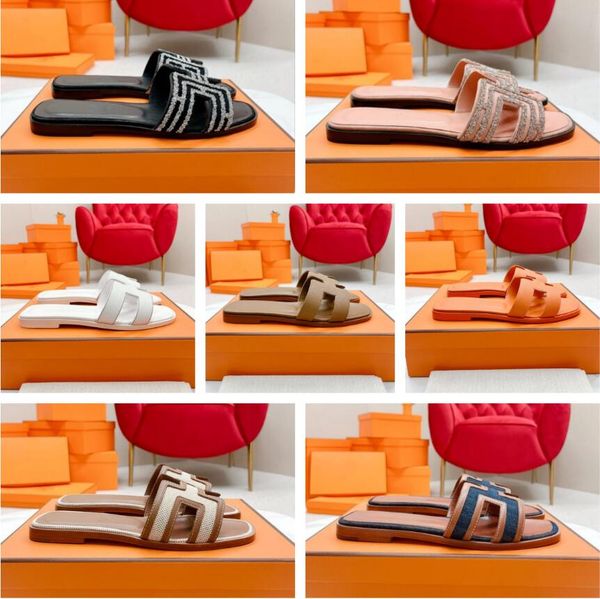 

2023 designer women sandals womens slides crystal calf leather casual shoes quilted platform summer beach slipper 35-42 with box and dust ba, Black