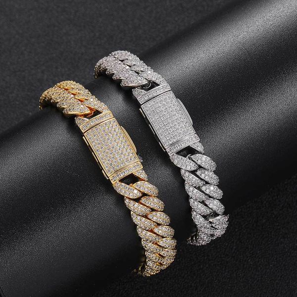 

10mm hip hop cuban link chian necklace 5a cz diamonds real gold plated jewelry, Silver