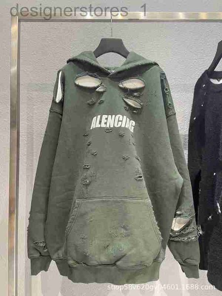 

men's hoodies & sweatshirts designer art hole hoodie ins heavy work old men's and women's sweater trend versatile 2n0y, Black