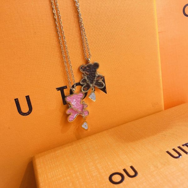 

fashion exquisite bear necklaces cute pendant necklaces designer jewelry long chain popular fashion brand selected gift for women, Silver