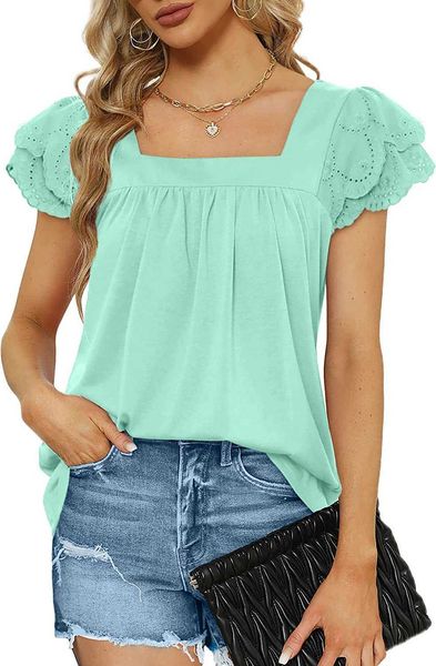 

shirts for women white t shirts casual square neck lace short sleeve summer ueik