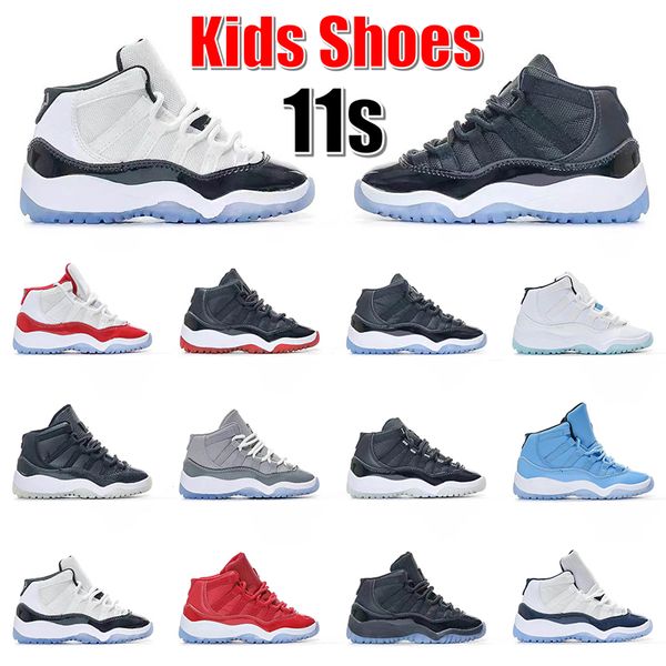 

designer kids children 11 basketball shoes jumpman 11s concord space jam cherry bred legend blue cool grey gamma blue youth toddler infants, Black