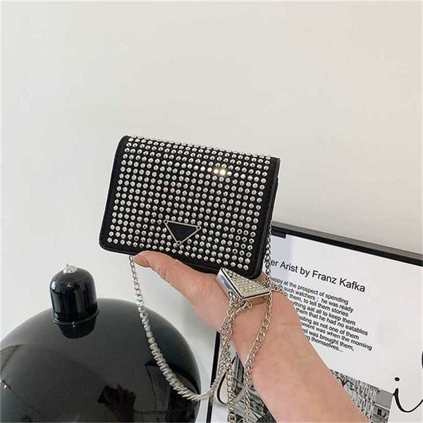 

handbag 2023 fashion women's bag leather quality handbag sense female spring and summer mini inlaid chain waist fashionable style messe