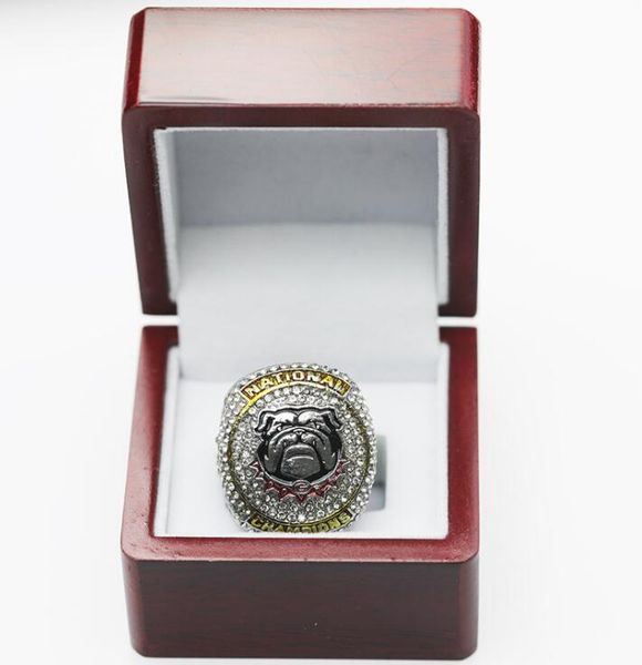 

2022 2023 georgia bulldogs national team champions championship ring with wooden display box souvenir ncaa men fan gift drop shipping, Silver