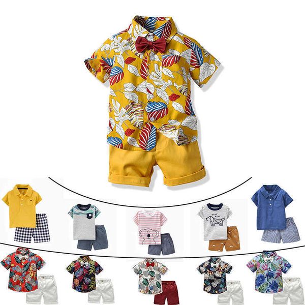 

clothing sets boys summer suits fashion shirt shorts bow tie set hawaii style beach looks toddler casual clothing tee bermuda pants 2 4 6 yr, White