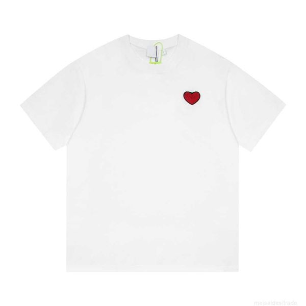 

correct version b burbry luxury designer of 23ss bu heart embroidery valentine's day limited t-shirt casual high street couples same gi, White;black
