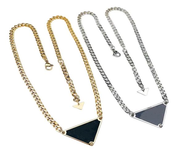 

heart necklace gold necklace black white triangle pendants fashion stainless steel 18k golden plated chains for men women valentin9980465, Silver