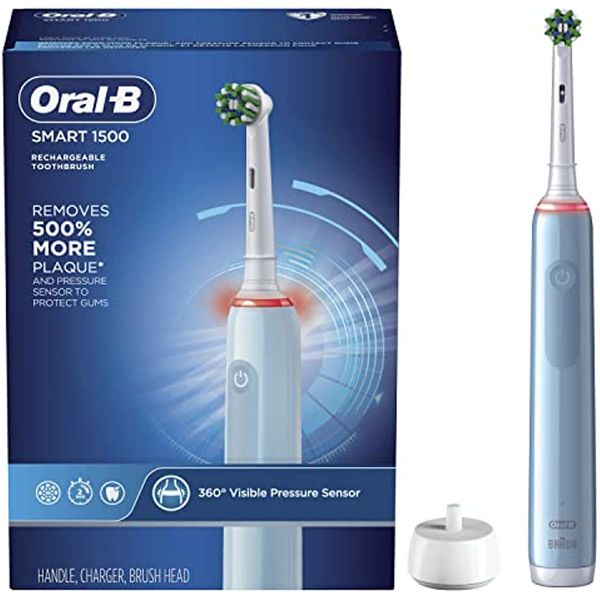 

oral-b smart 1500 electric power rechargeable battery toothbrush blue