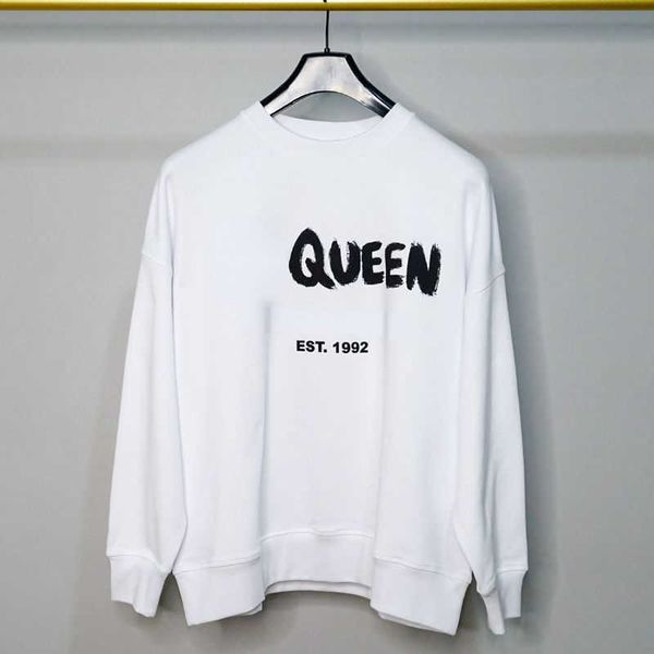 

plus size mens sweater queen designer sweatshirt men women hoodie long sleeve tshirt round neck pullover coat cotton casual sweaters, Black