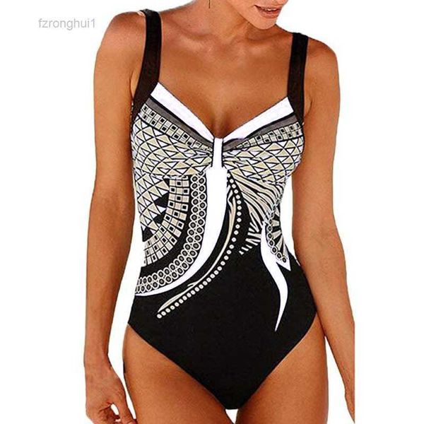 

women's swimwear 2022 new one-piece swimsuit bikinione-piece swimsuit print backless bikini crfz, White;black