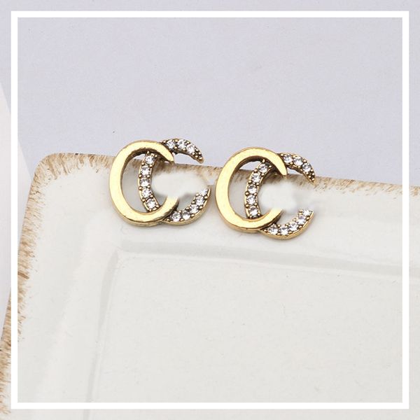 

designers letters stud g geometric famous women round crystal rhinestone pearl earring wedding party jewerlry, Golden;silver