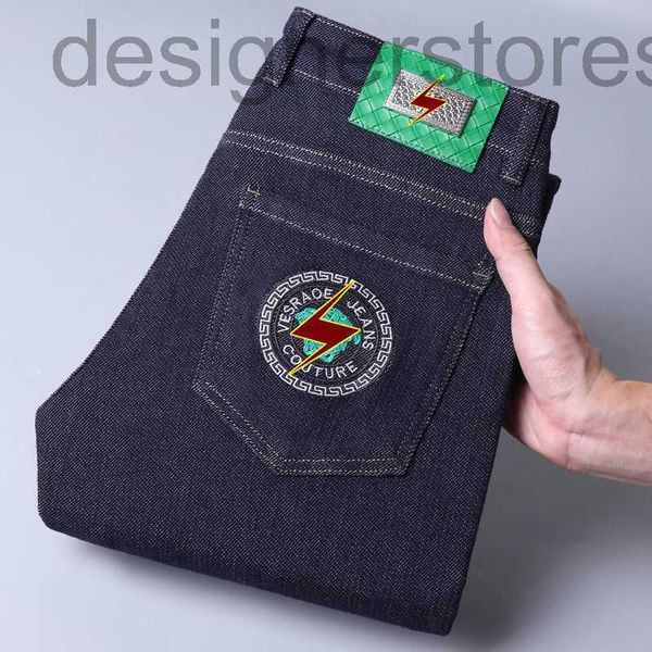 

men's jeans designer new embroidered stretch jeans men's trousers 9jgk, Blue