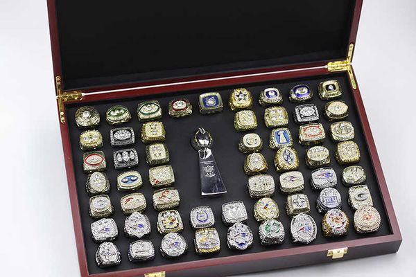 

super bowl 55 ring set football championship ring and trophy 1966-2020 championship collection, Silver