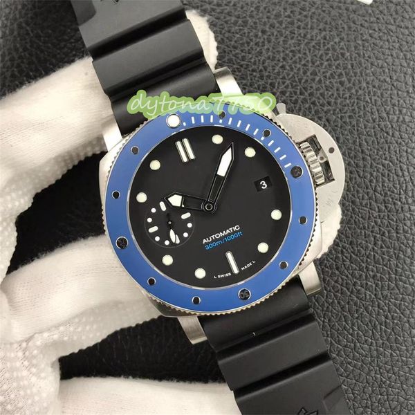 

2023new vs watch diameter 42mm pam1209 blue ceramic ring sapphire crystal glass mirror natural rubber strap waterproof designer watches mont, Slivery;golden