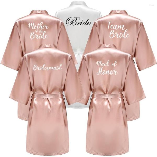 

women's sleepwear wedding bride bridesmaid robes for women bridal party gifts team dress gown silk satin kimono summer bathrobe, Black;red