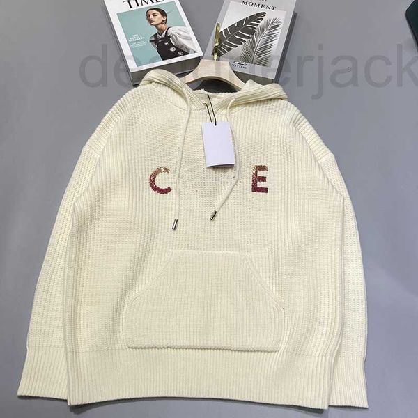 

women's hoodies & sweatshirts designer hooded pocket color sequin letter knitting pullover sweater new products in autumn winter oo3q, Black