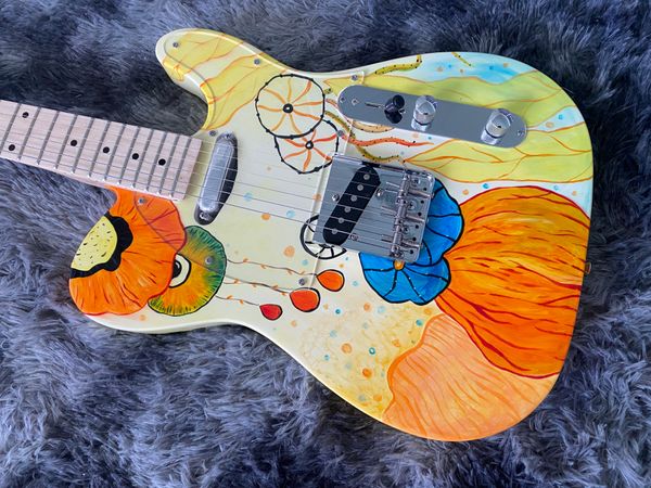 

chinese electric guitar t l and sketching jellyfish on the body maple neck