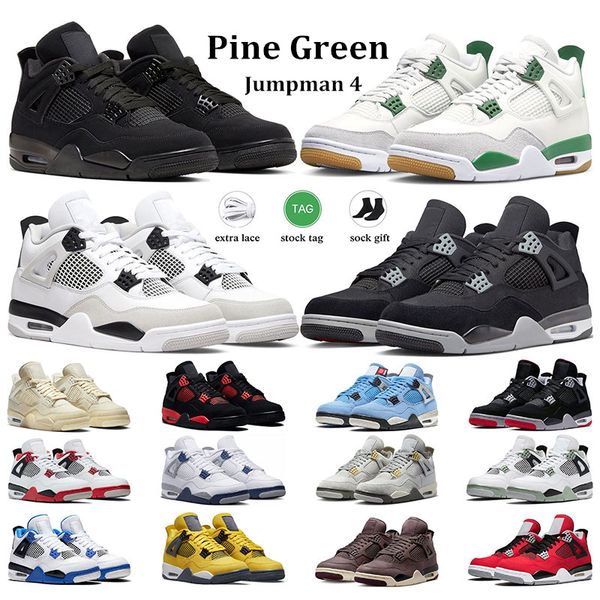 

military black 4s men basketball shoes 4s women sneakers canvas black cat university blue red thunder sail white cement pure money cool grey