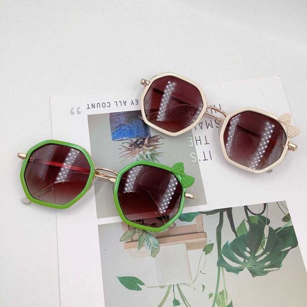 

trendy bow kids sunglasses polygon cute child glasses fashion street shooting, Blue