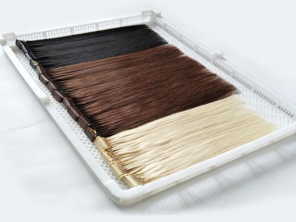 

new 6d hair extensions micro ring bead loop human hair extensions first generation products 200s 100g cuticle aligned virgin hair 9689754, Black