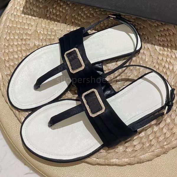

flip flops sandals famous designer women satin crystal diamond flat slippers fashion summber girls sandale open toe post slipper slide sanda, Black