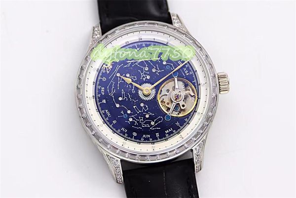

2023new tourbillon wrist watch equipped with manual chain movement 60 minutes to turn a circle of power reserve 48 hours sapphire crystal gl, Slivery;golden