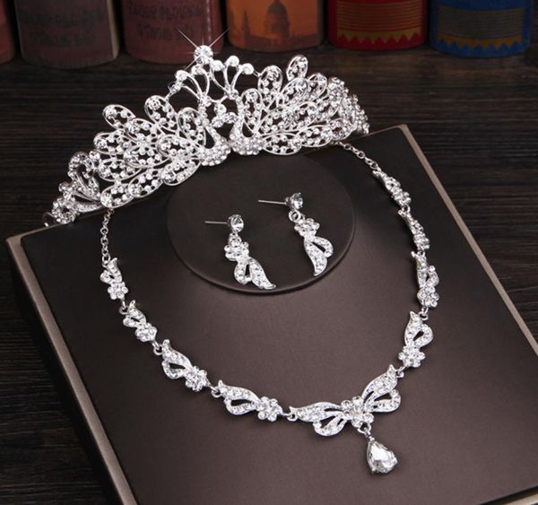 

peacock wedding crows wedding accessories bridesmaid jewelry accessories bridal accessories set crown necklace earrings8217999, White