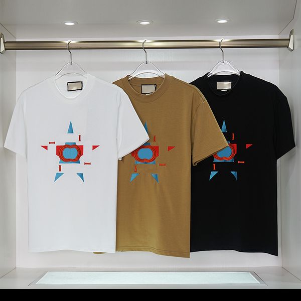 

designer summer cotton embroidered letter men women t shirts high street jogging casual tees for lovers, White;black