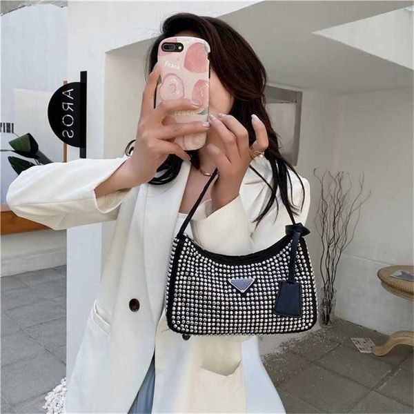 

handbag 2023 fashion women's bag leather quality handbag spring hobo underarm full belt drill shoulder women's zipper dinner tote