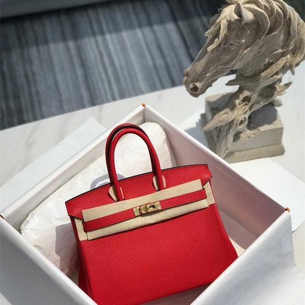 

designer bag birkin 22 high order handmade wax line togo cow leather fashion lychee leather portable leather buckle women's cz