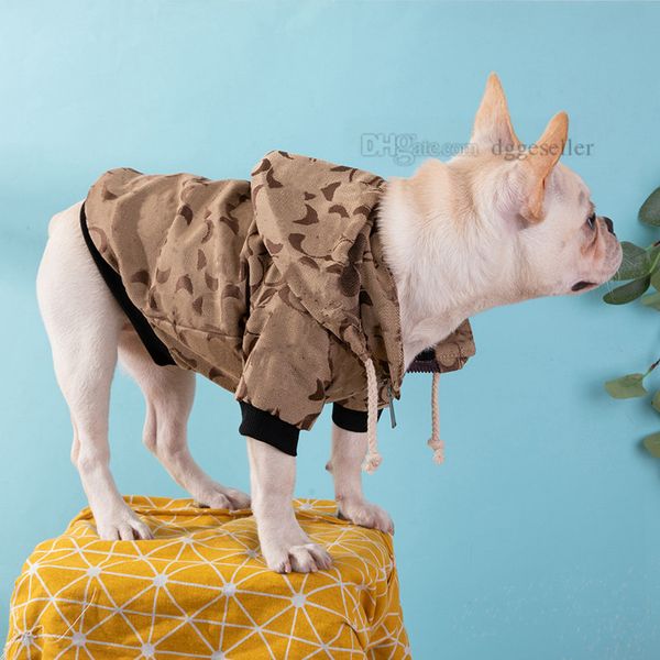 

Designer Dog Hoodie Luxury Dog Apparel Winter Dogs Jacket Classic Pet Clothes Coat for Small Dogs French Bulldog Teddy Pug Puppy Clothing Brown  A360