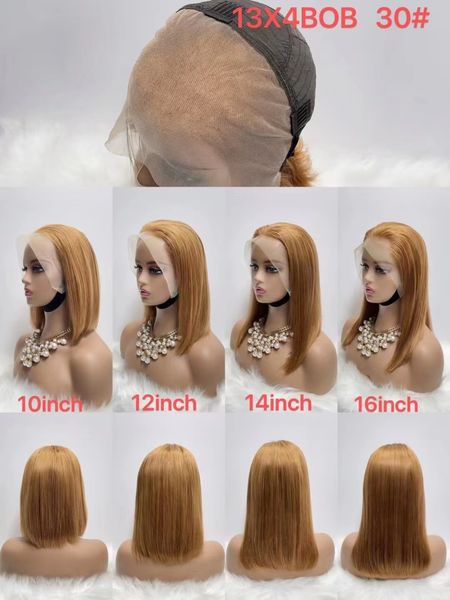 

30# brown bob wig human hair wigs transparent lace stock short bob hair ready to ship, Black