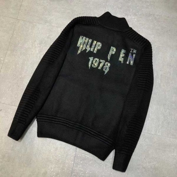 

luxury philippuep lein philippuepe planan men's sweater diamond letter stand neck zipper casual thickened warm pp knit men desigers uig, White;black