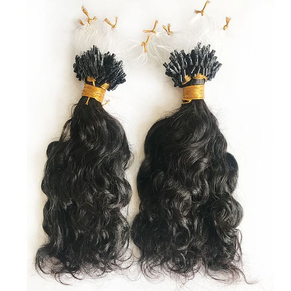 

brazilian remy hair loop micro ring hair extensions 100 strands natural color extensions for women 8-30inch, Black