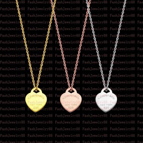 

Designer Tiff luxury Top jewelry accessories single peach heart necklace woman stainless steel blue pink green pendant jewelry Valentine's Day Christmas gift