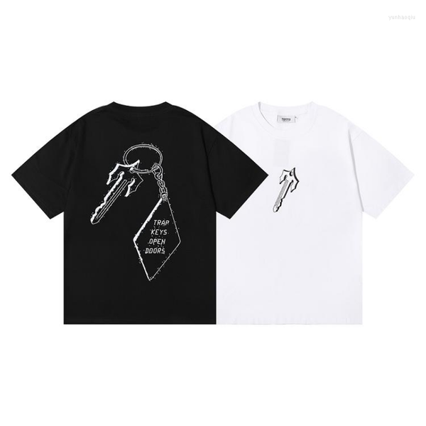 

men's t shirts 1:1 london trap keys open doors trapstar shirt men women eu size cotton street harajuku tees, White;black