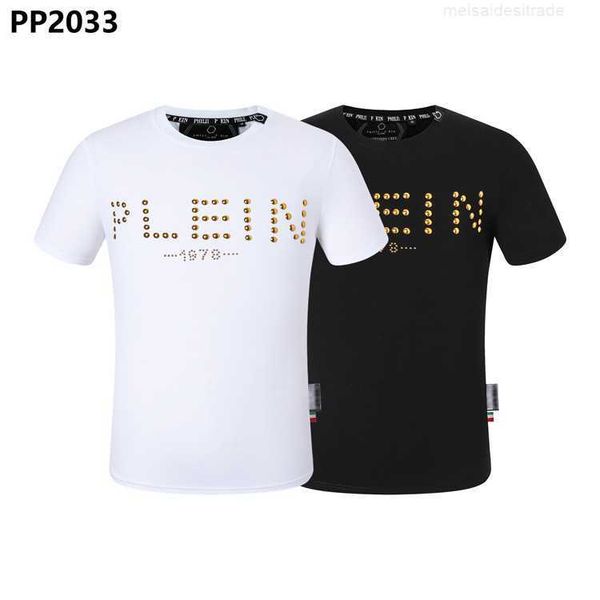 

luxury philippuep lein philippuepe land casual brand men's printed diamond letters pp short sleeve summer t-shirt desigers pln6, White;black