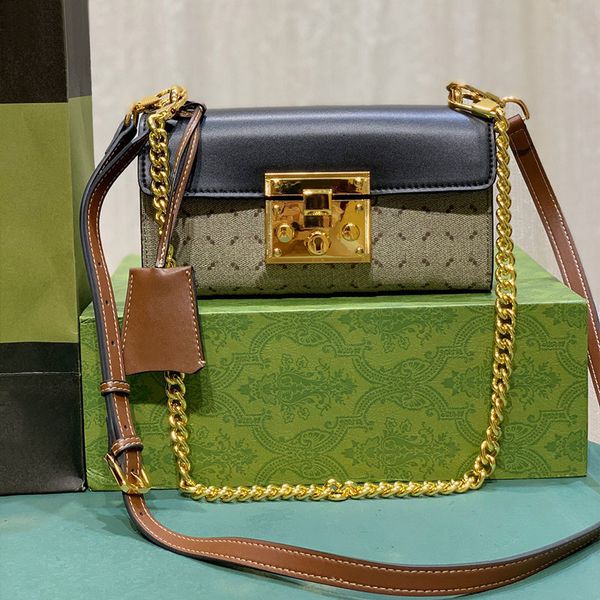 

padlock chain bag messenger handbags crossbody handbag removable leather strap key pocket brown pvc shoulder back bags fashion letter