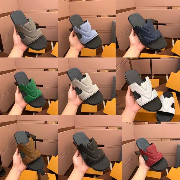 

designer sandal woman men slippers luxury leather sole solid leather luxury printing micro suede flat beach outdoor sandals, Black
