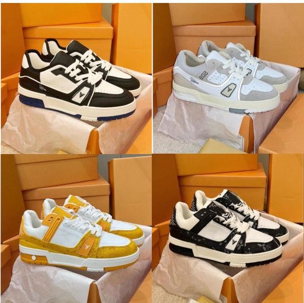 

2023 new fashion designer sneaker virgil trainer casual shoes calfskin leather abloh white green red blue letter overlays platform low sneak, Black