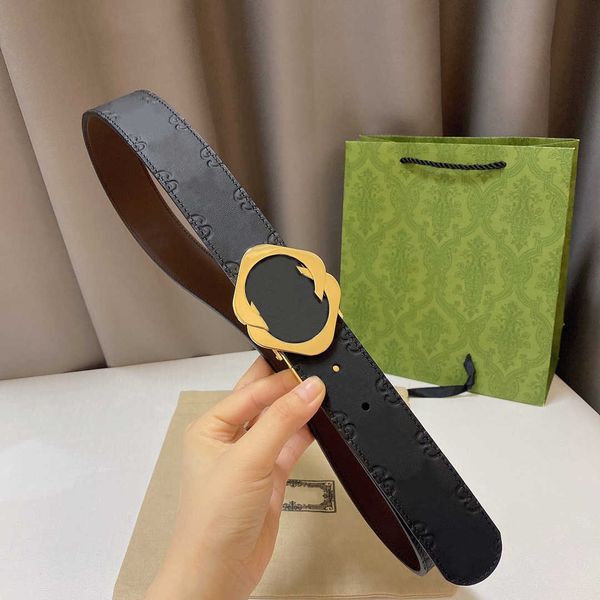 

classic double-sided imported cowhide belt fashion rotary buckle men and women denim belts r brand belt width 3.7cm can be tailored, Black;brown