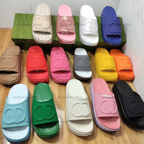

platform slippers sandal designer sliders men women sandales macaron thick bottom non-slip fashion beach flip flops shoes, Black