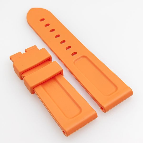 

24mm orange silicone rubber watchband 22mm pin buckle lug strap fit for pam pam 111 luminor radiomir wirstwatch, Black;brown