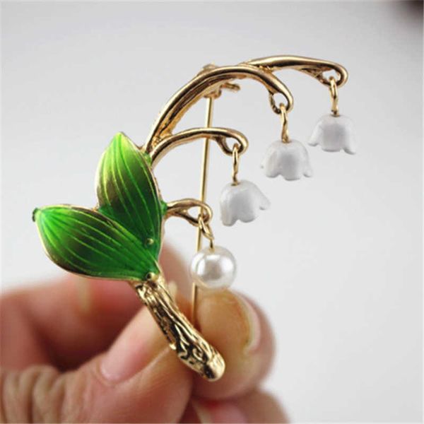 

pins brooches enamel white floral leaf brooch for women lily valley brooches pin jewelry plies for women pins brochel230315, Gray